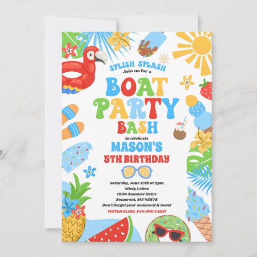 トロピカルボートレイク海マリーナバースデーパーティー 招待状 (正面)