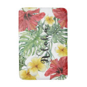 トロピカルボ葉タニカルフローラ&フラワーズアロハ バスマット (正面縦)