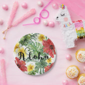 トロピカルボ葉タニカルフローラ&フラワーズアロハ ペーパープレート (パーティー)