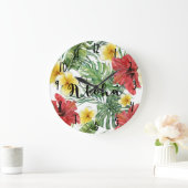 トロピカルボ葉タニカルフローラ&フラワーズアロハ ラージ壁時計 (ホーム)