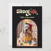 トロピカルポップでおもしろいレトロペットの犬のクリスマス写真 シーズンカード (正面)