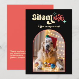 トロピカルポップでおもしろいレトロペットの犬のクリスマス写真 シーズンカード