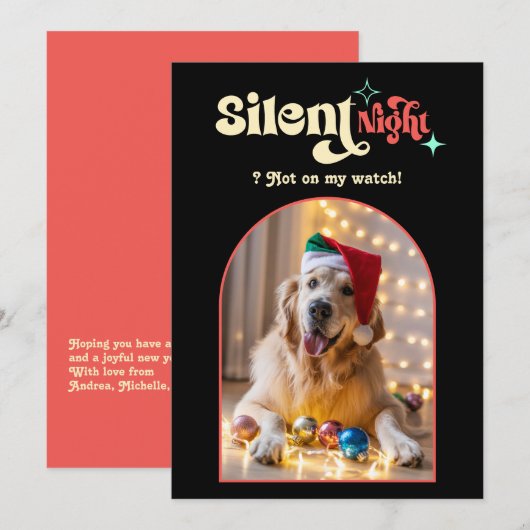 トロピカルポップでおもしろいレトロペットの犬のクリスマス写真 シーズンカード (正面/裏面)
