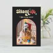 トロピカルポップでおもしろいレトロペットの犬のクリスマス写真 シーズンカード (スタンド正面)