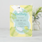 トロピカルポーラーベアプールパーティー誕生日招待状 招待状 (スタンド正面)