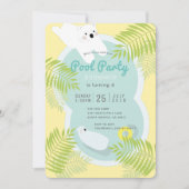 トロピカルポーラーベアプールパーティー誕生日招待状 招待状 (正面)