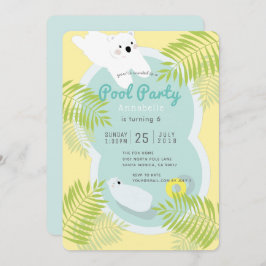 トロピカルポーラーベアプールパーティー誕生日招待状 招待状
