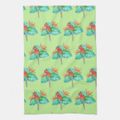 トロピカルマカオパロットグリーンキッチンタオル キッチンタオル (縦)