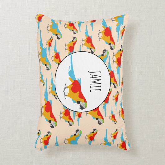 トロピカルマカラフルコー模様 アクセントクッション (正面(垂直))