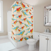 トロピカルマカラフルコー模様 シャワーカーテン (インサイチュ)
