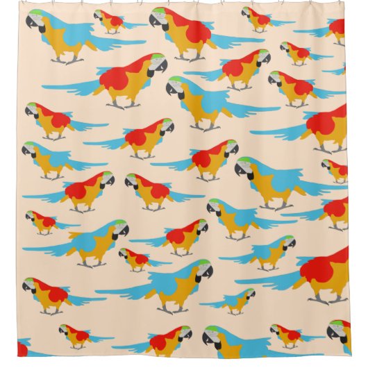 トロピカルマカラフルコー模様 シャワーカーテン (正面)