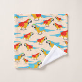 トロピカルマカラフルコー模様 バスタオルセット (ウォッシュタオル)