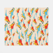 トロピカルマカラフルコー模様 フリースブランケット (正面(横))