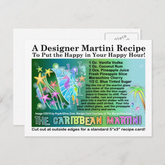 トロピカルマカリブのルティーニレシピカードはがき ポストカード (正面/裏面)