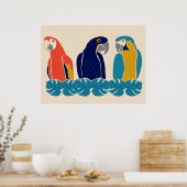トロピカルマカーズ、鳥のイラストレーション ポスター (キッチン)