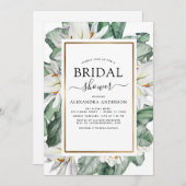 トロピカルマグノリアブライダルシャワーグリーンリーフローラ 招待状 (正面/裏面)