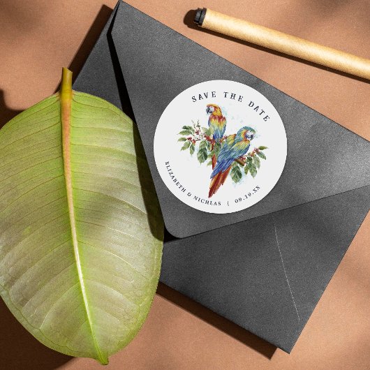トロピカルマコー セーブ・ザ・デート ウェディング ラウンドシール