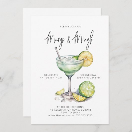 トロピカルマルガリタカクテルパーティの招待状 招待状 (正面/裏面)