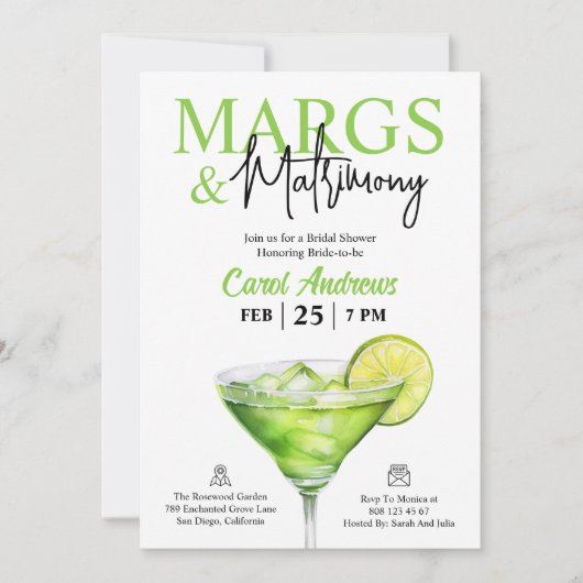 トロピカルマルクス&マトリモニーブライダルシャワー 招待状 (正面)