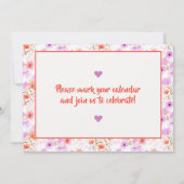 トロピカルマンゴオレンジの花のパターン保存日付 招待状 (裏面)