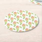 トロピカルマンゴフルーツグリーンオレンジパーティー ラウンドペーパーコースター (アングル)