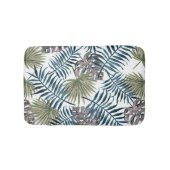 トロピカルマヴェグリーンパーム葉ウォーターカラーアート バスマット (正面)