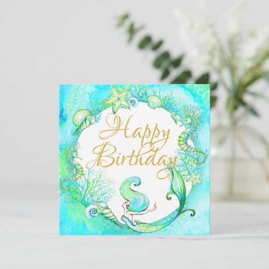 トロピカルマーメイドサマーハッピーバースデー カード (スタンド正面)
