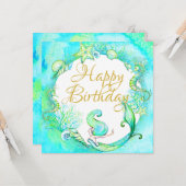 トロピカルマーメイドサマーハッピーバースデー カード (正面/裏面インサイチュ)