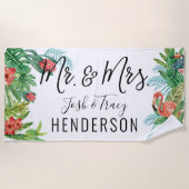 トロピカルミスターとミセスパーソナライズされた。 ビーチタオル (正面)