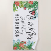 トロピカルミスターとミセスパーソナライズされた。 ビーチタオル (正面)