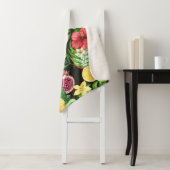 トロピカルミックスフルーツ、花や葉黒の シェルパブランケット (インサイチュ)