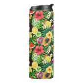 トロピカルミックスフルーツ、花や葉黒の タンブラー (回転左)