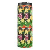 トロピカルミックスフルーツ、花や葉黒の タンブラー (裏面)