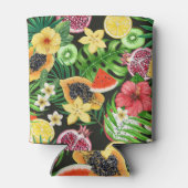 トロピカルミックスフルーツ、花や葉黒の 缶クーラー (裏面)