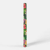 トロピカルミックスフルーツ、花や葉黒の SAMSUNG GALAXYケース (右側面)