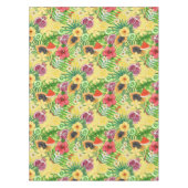 トロピカルミックスフルーツ、花や黄色葉の テーブルクロス (正面)