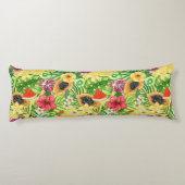 トロピカルミックスフルーツ、花や黄色葉の ボディピロー (裏面)