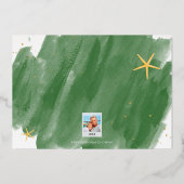 トロピカルミニマリストグリーン&金ゴールド水彩 箔シーズンカード (裏面)