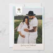 トロピカルミニマルウォーターカラーパームツリーベビーシャワー 招待状 (裏面)