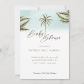トロピカルミニマルウォーターカラーパームツリーベビーシャワー 招待状 (正面)