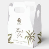 トロピカルミニマルウォーターカラーパームツリーボホ結婚の フェイバーボックス (オープン)