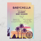 トロピカルミュージックフェスティバルベビーシャワー 招待状 (正面/裏面)