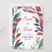 トロピカルミントオレンジのバーガンディフローラ保存日 招待状 (正面)