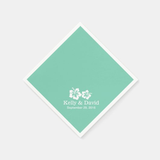トロピカルミントグリーンハイビスカス結婚の花 スタンダードカクテルナプキン (角)