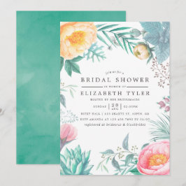 トロピカルミントフローラサマーブライダルシャワー招待状 招待状