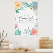 トロピカルミントフローラサマーブライダルシャワー歓迎 ポスター (キッチン)