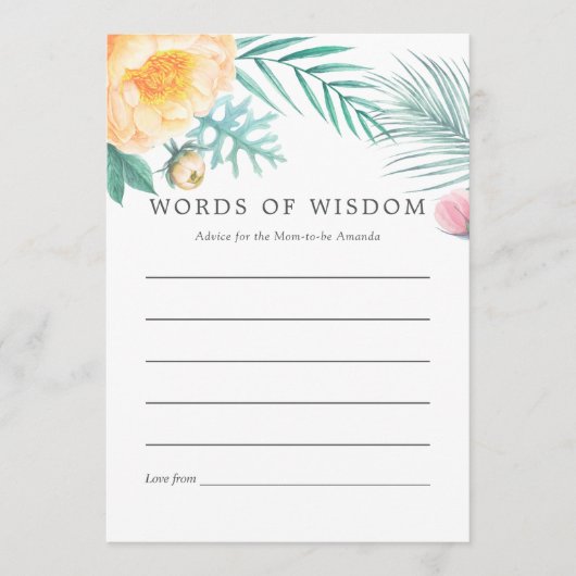 トロピカルミントフローラサマーベビーシャワーアドバイス アドバイスカード (正面)