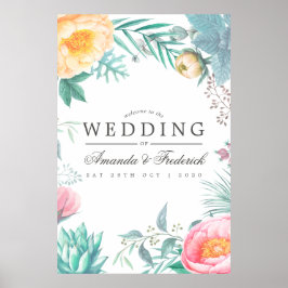 トロピカルミントフローラサマー結婚ズ・ウェルカム ポスター