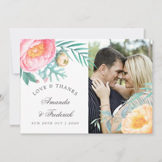 トロピカルミントフローラサマー結婚ズ・サンキュー サンキューカード (正面)