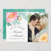 トロピカルミントフローラサマー結婚ズ・サンキュー サンキューカード (正面/裏面)